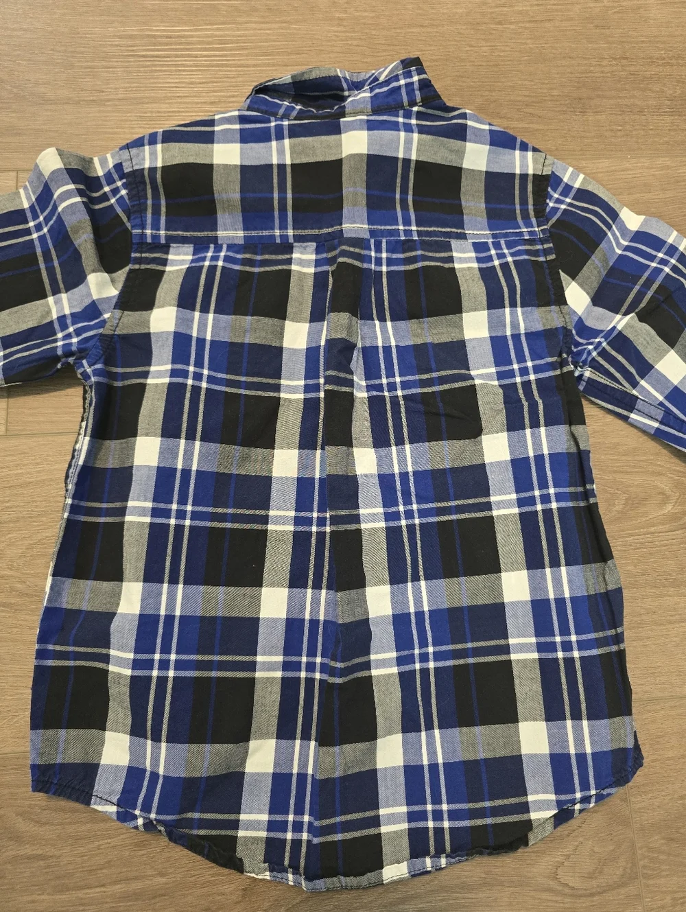 Gymboree Boys Plaid Button-Up Shirt Blue Black Slim Fit Size 4 XS‎
